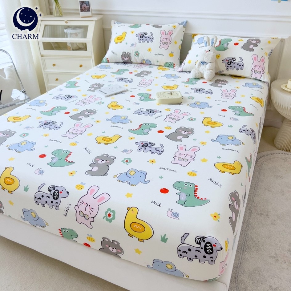 CHARM DREAMY ชุดผ้าปูที่นอน 6ฟุต 5ชิ้น ลาย HAPPY ZOO – ผ้าปูที่นอน พร้อมปลอกหมอน (ไม่รวมผ้านวม)_4